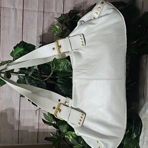 Vintage Aqua Madonna Pearlized Light Gray Studded Leather Bag